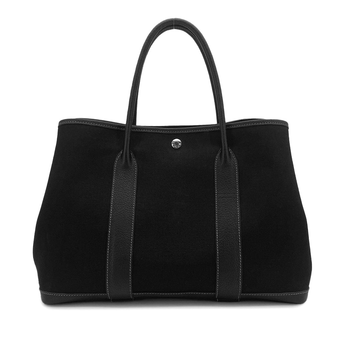 HERMES GARDEN PARTY PM BLACK TOILE OFFICIER VEAU NEGONDA HAND SHOULDER BAG 2003 SQUARE G 90325644