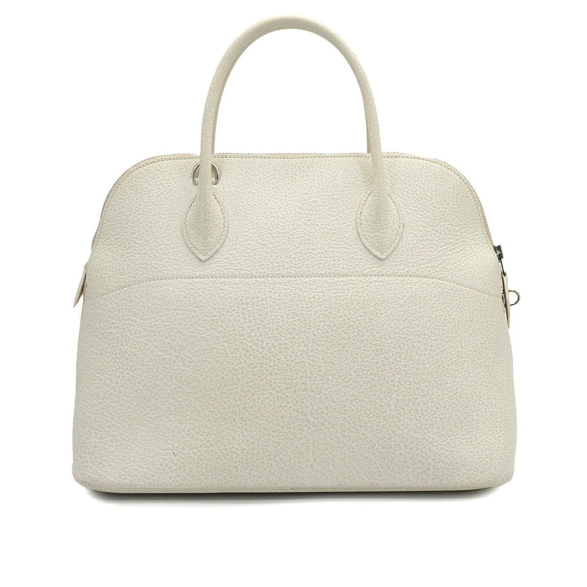 HERMES BOLIDE 35 WHITE BUFFLE SKIPPER HAND SHOULDER BAG 2001 SQUARE E PALLADIUM HARDWARE 90327060