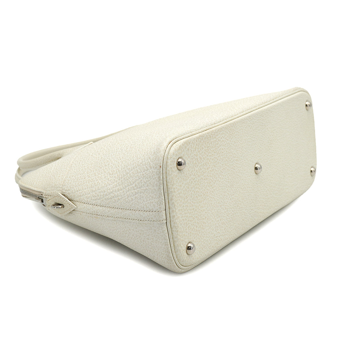 HERMES BOLIDE 35 WHITE BUFFLE SKIPPER HAND SHOULDER BAG 2001 SQUARE E PALLADIUM HARDWARE 90327060