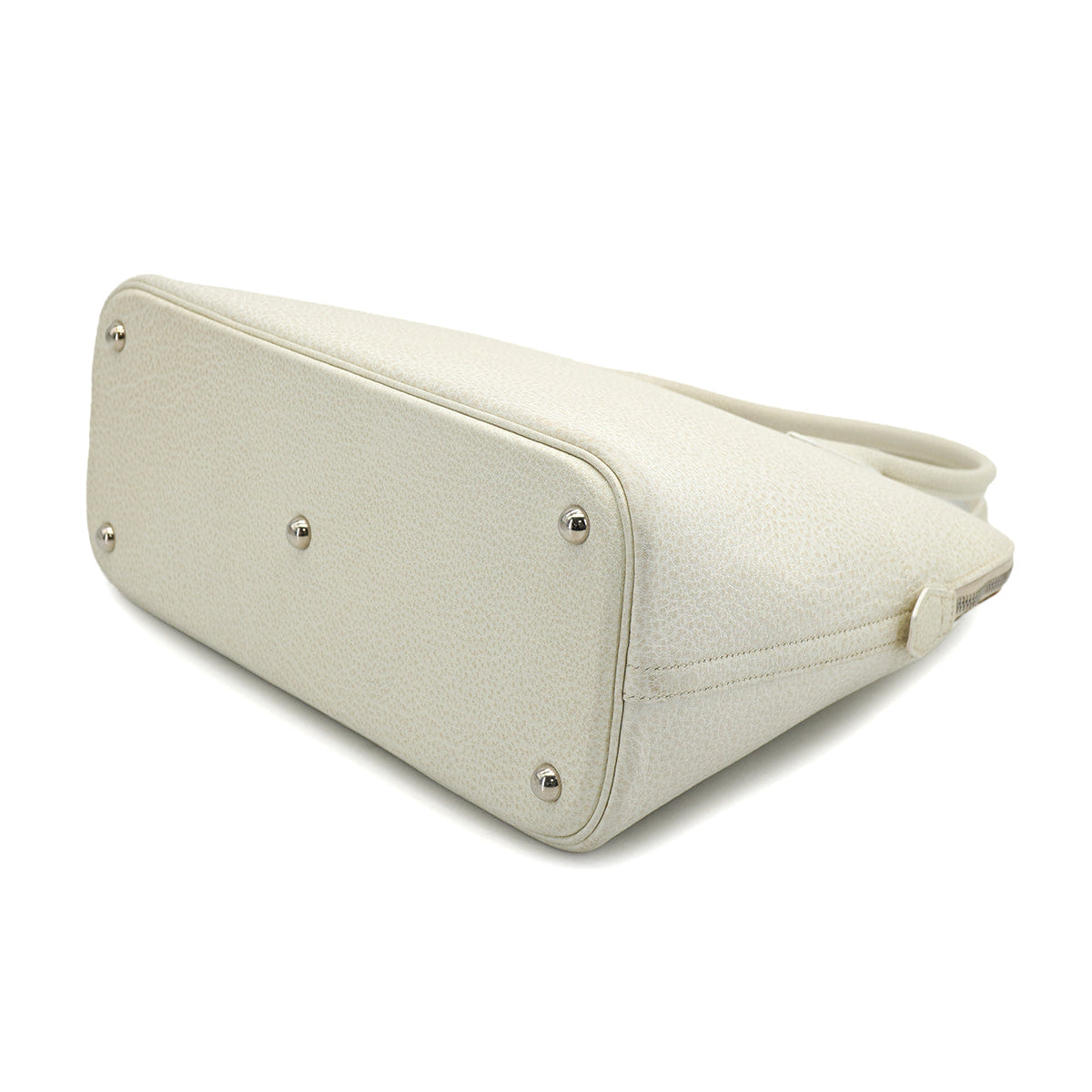 HERMES BOLIDE 35 WHITE BUFFLE SKIPPER HAND SHOULDER BAG 2001 SQUARE E PALLADIUM HARDWARE 90327060