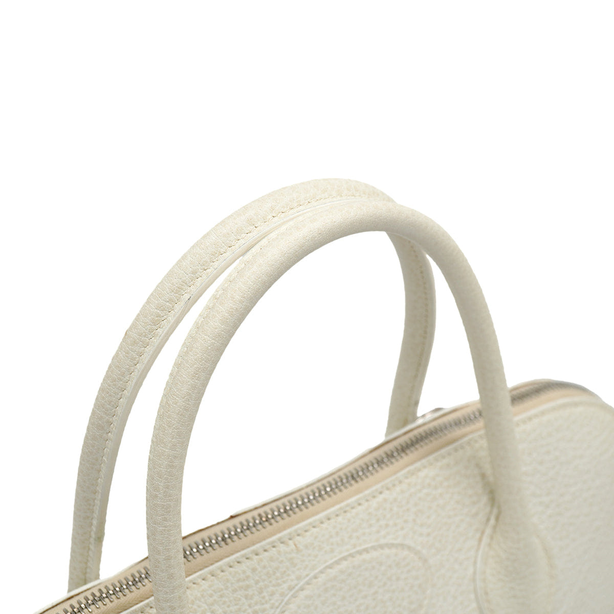 HERMES BOLIDE 35 WHITE BUFFLE SKIPPER HAND SHOULDER BAG 2001 SQUARE E PALLADIUM HARDWARE 90327060