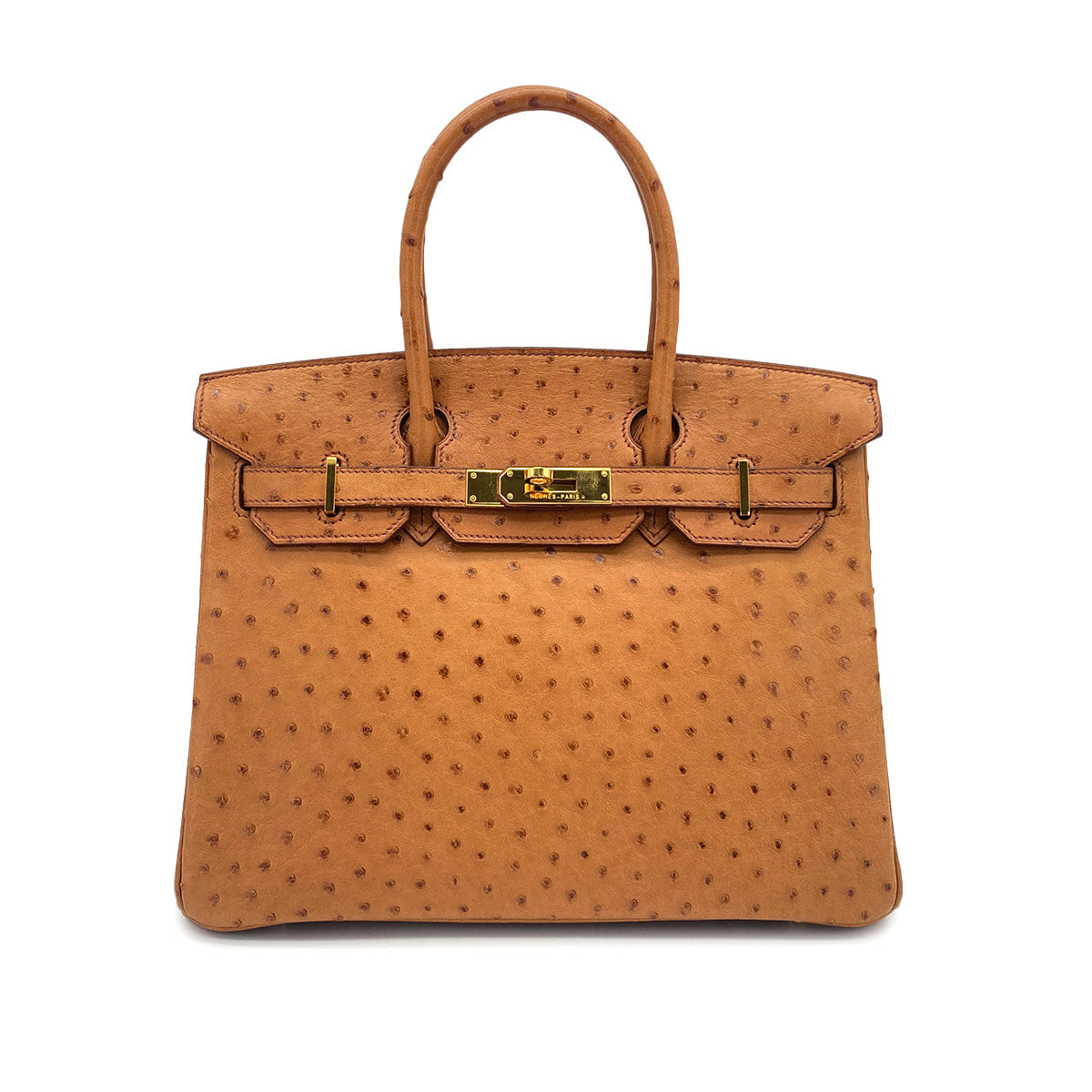 HERMES BIRKIN 30 CHESTNUT OSTRICH HAND BAG 2006 SQUARE J GOLD HARDWARE 90325611