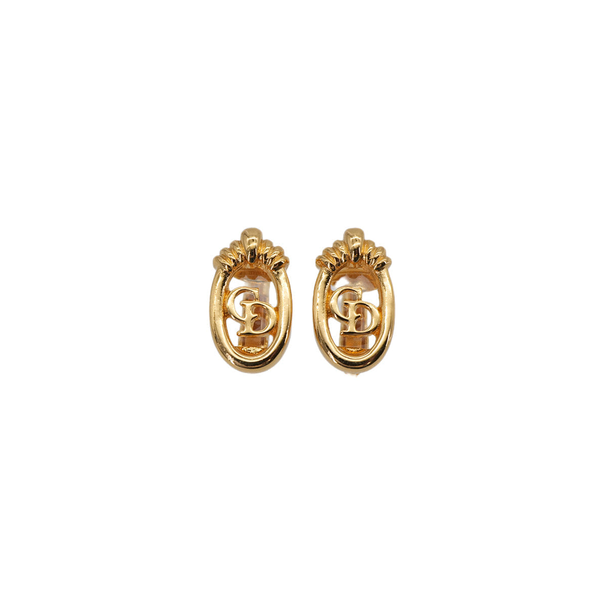 CHRISTIAN DIOR EARRINGS CD LOGO OVAL GOLD ACCESSORY 90323209