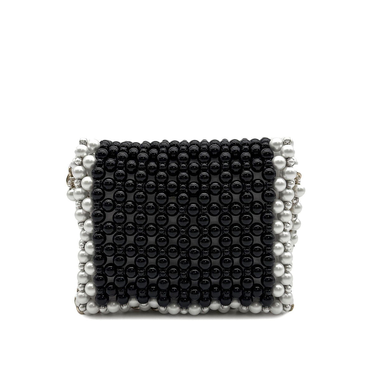 CHANEL FAUX PEARL CHAIN SHOULDER BAG WHITE BLACK GOLD HARDWARE 90317003