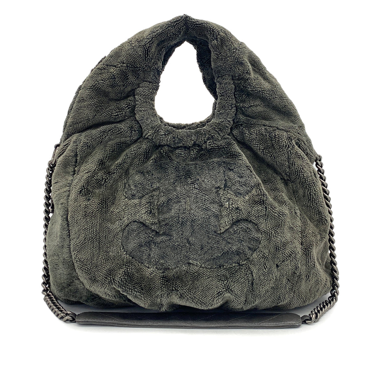 CHANEL FAUX FUR 2WAY CHAIN HAND SHOULDER BAG KAHKI 90321635