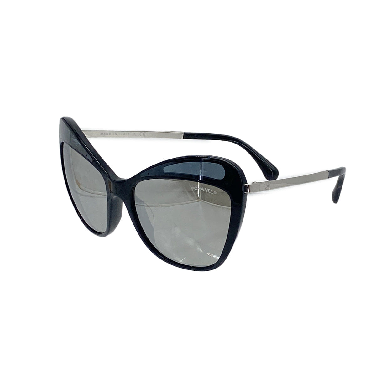 CHANEL COCOMARK SUNGLASSES BUTTERFLY SHAPE BLACK SILVER EYEWEAR 90321771