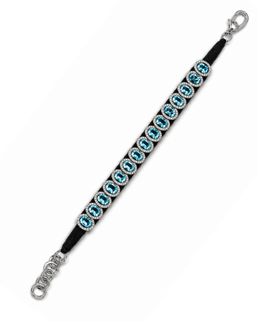 Sanjeeta HOC Diamond-encrusted Sterling Silver Friendship Bracelet with Natural Blue Topaz Stones in Black Thread