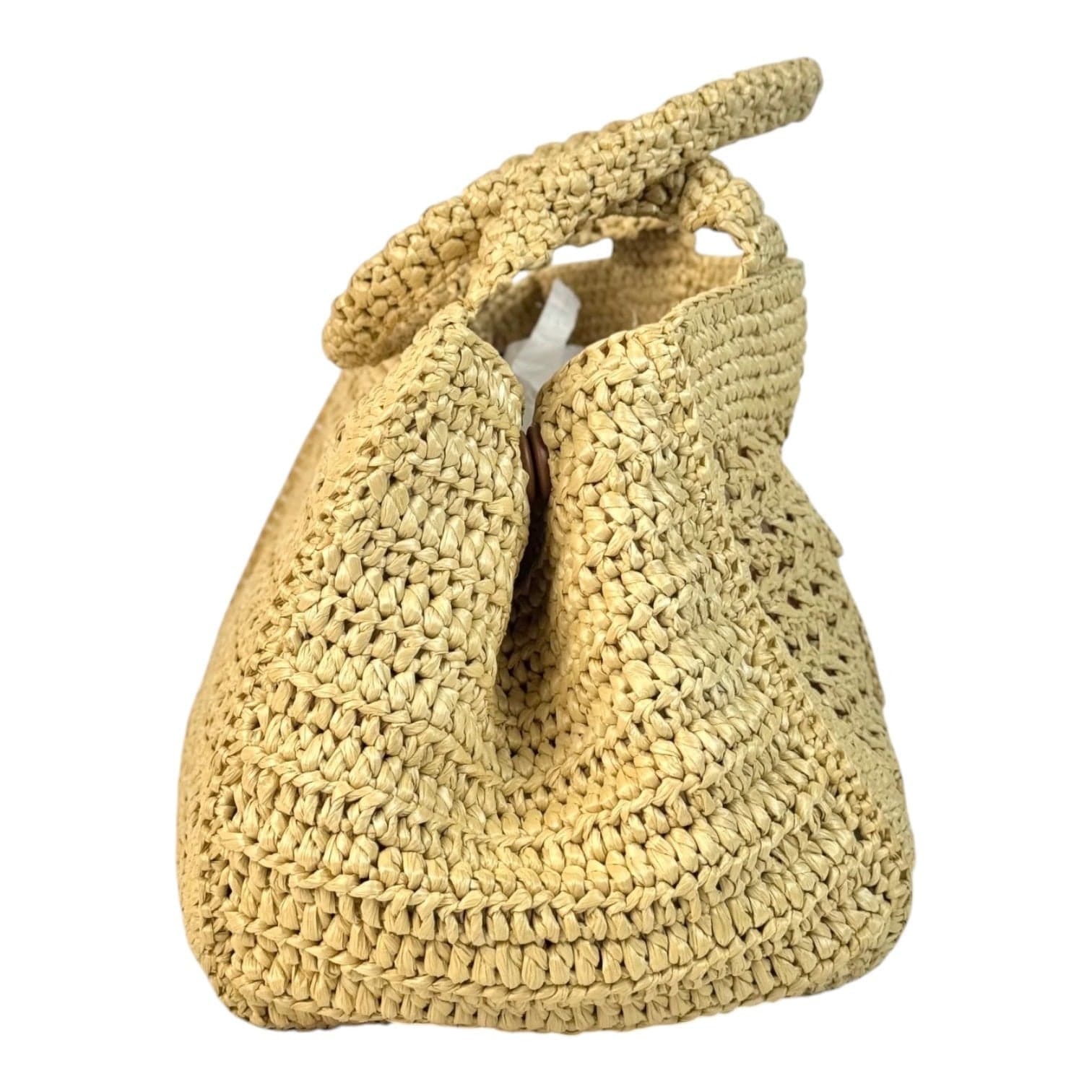 Miu Miu Miumiu Neutral Raffia Crochet Tote Bag