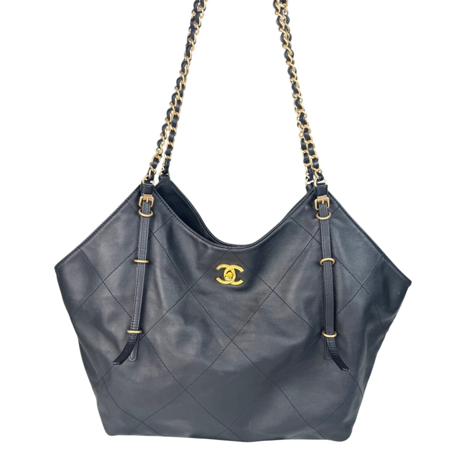 Chanel 25S Large Black Calfskin Tote Bag