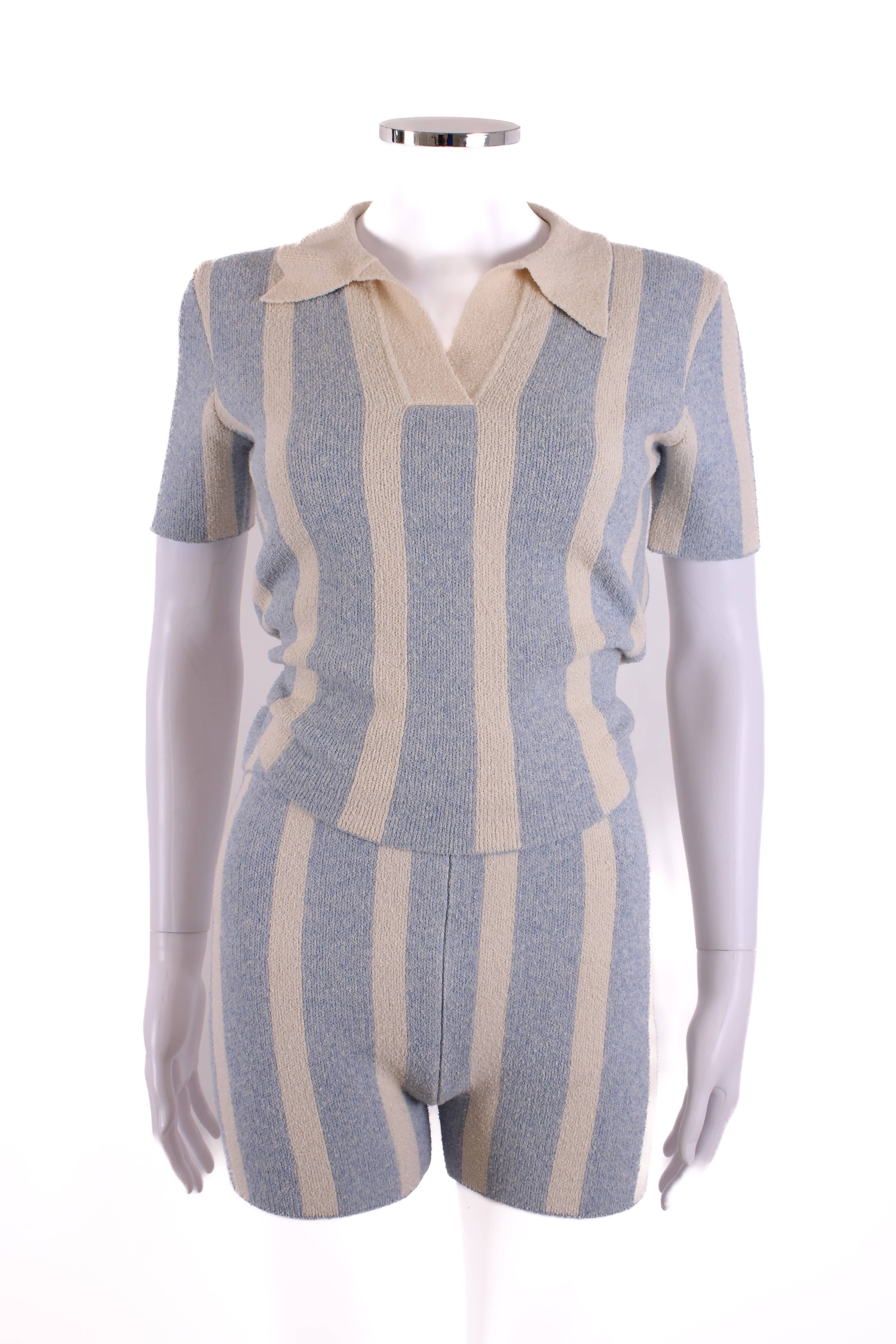 Jacquemus Stripe Towel Shorts Co-ord Blue/ Cream 8