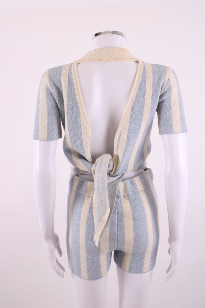 Jacquemus Stripe Towel Shorts Co-ord Blue/ Cream 8