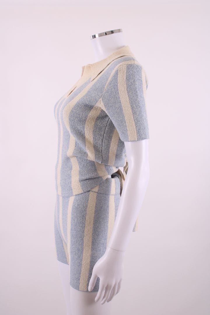 Jacquemus Stripe Towel Shorts Co-ord Blue/ Cream 8