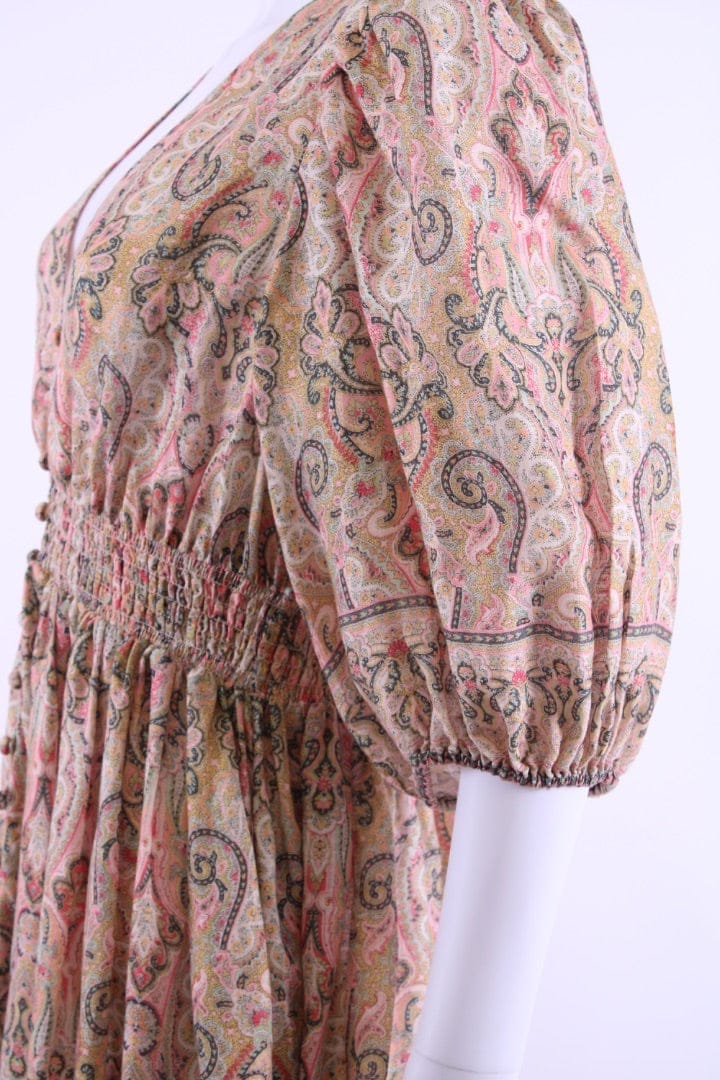 Zimmermann S/S Paisley Print Mini Dress Mustard/ Pink 14