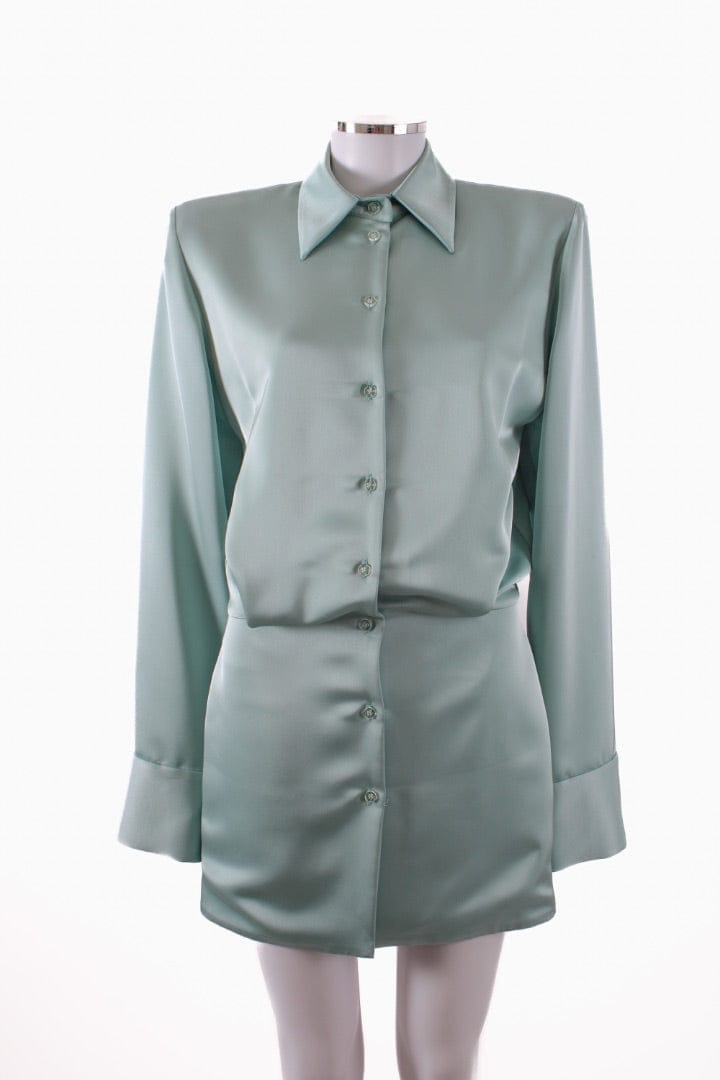 The Attico Satin Shirt Dress Green 40