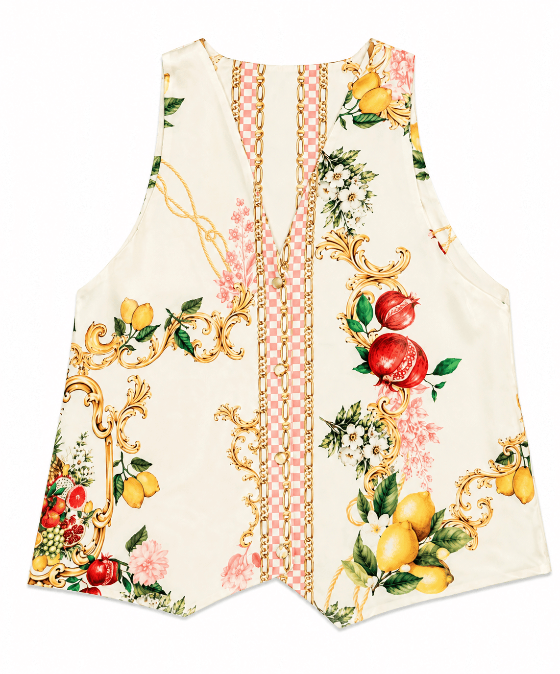 Maison Clad WAISTCOAT FRUITS PLACEMENT STRIPES PINK MCL11810