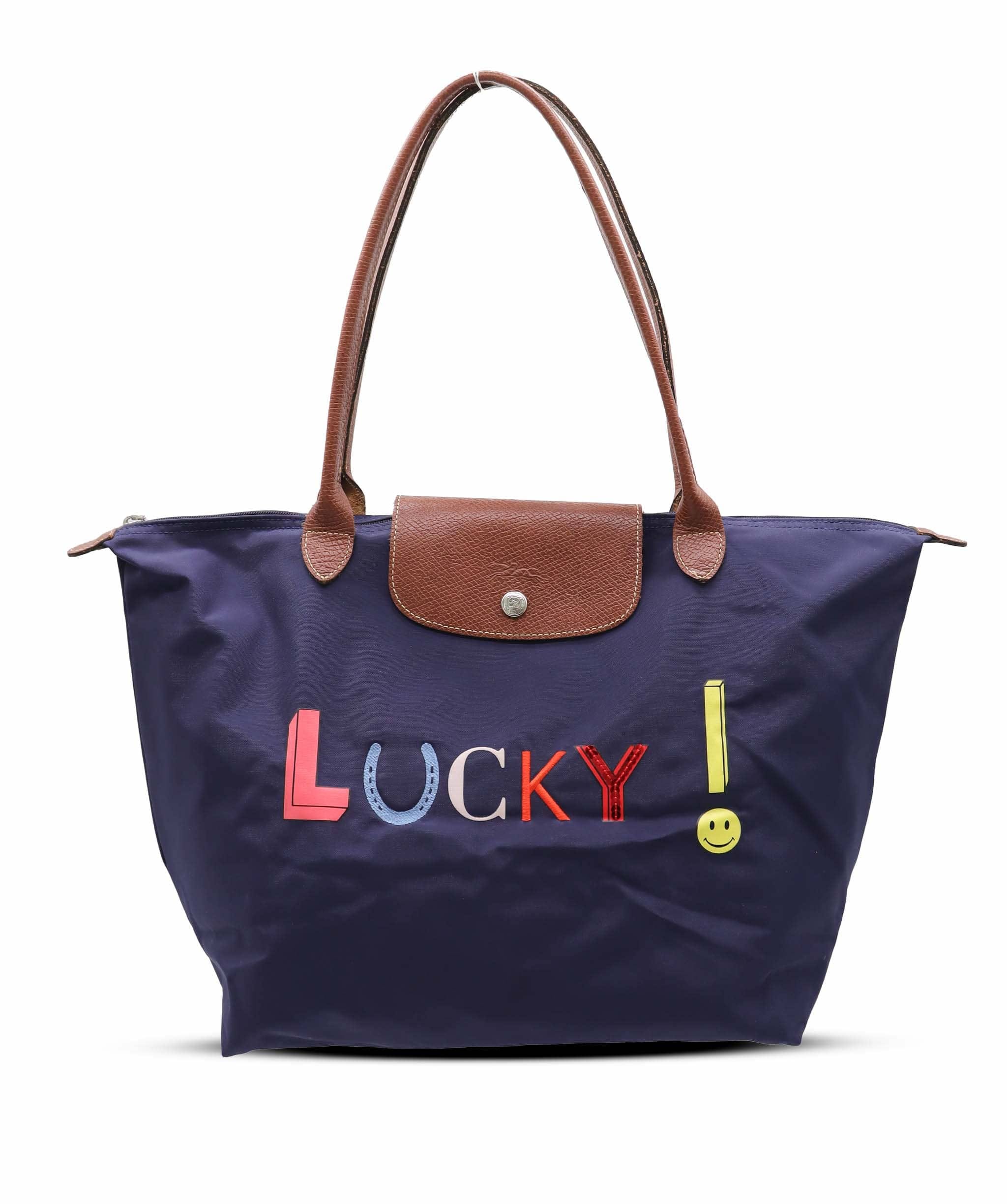 LUCKY LONGCHAMP LUCKY TOTE BAG NAVY BLUE ASC7281