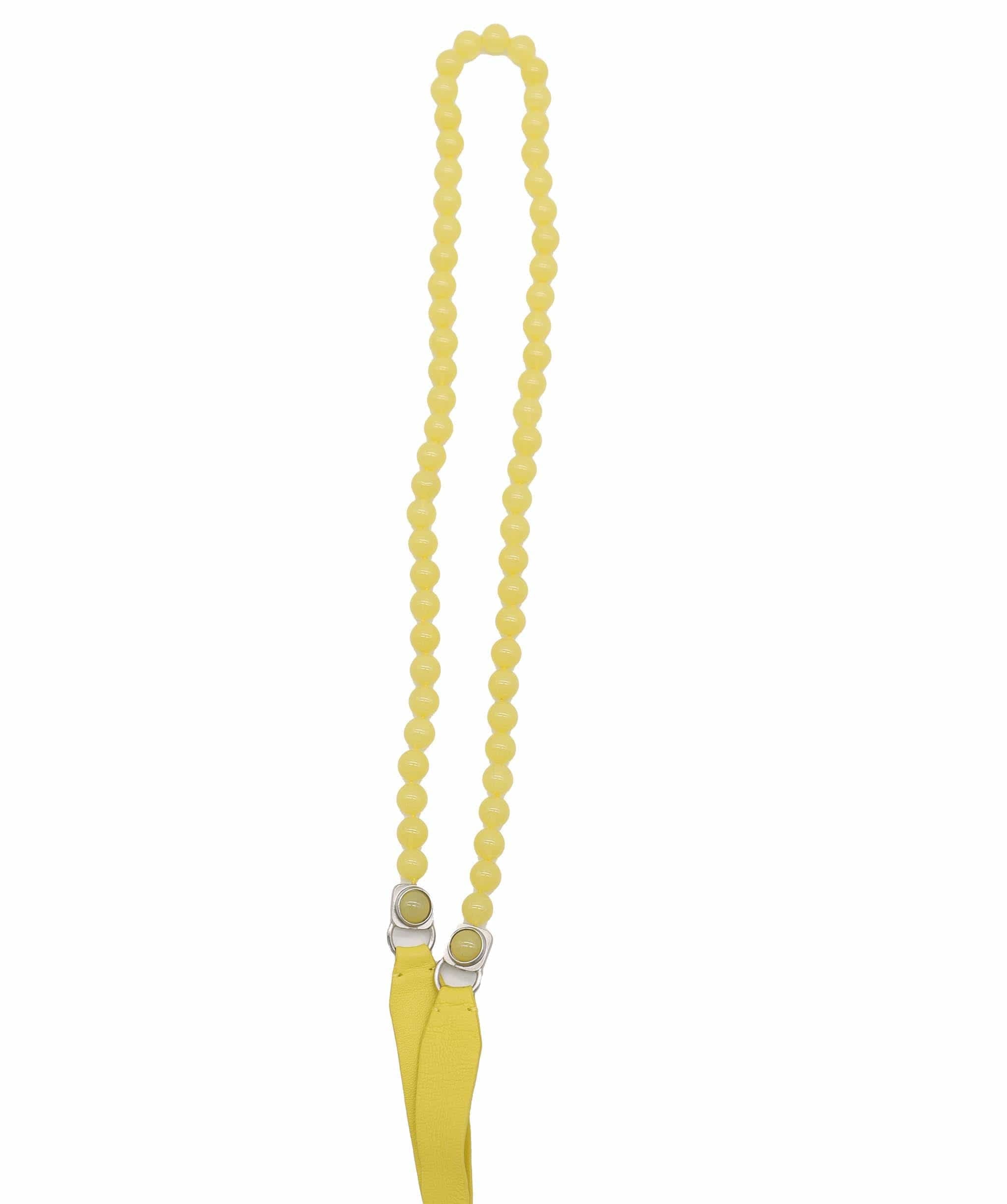CHANEL LEATHER PEARL BELT YELLOW YELLOW ASC7313