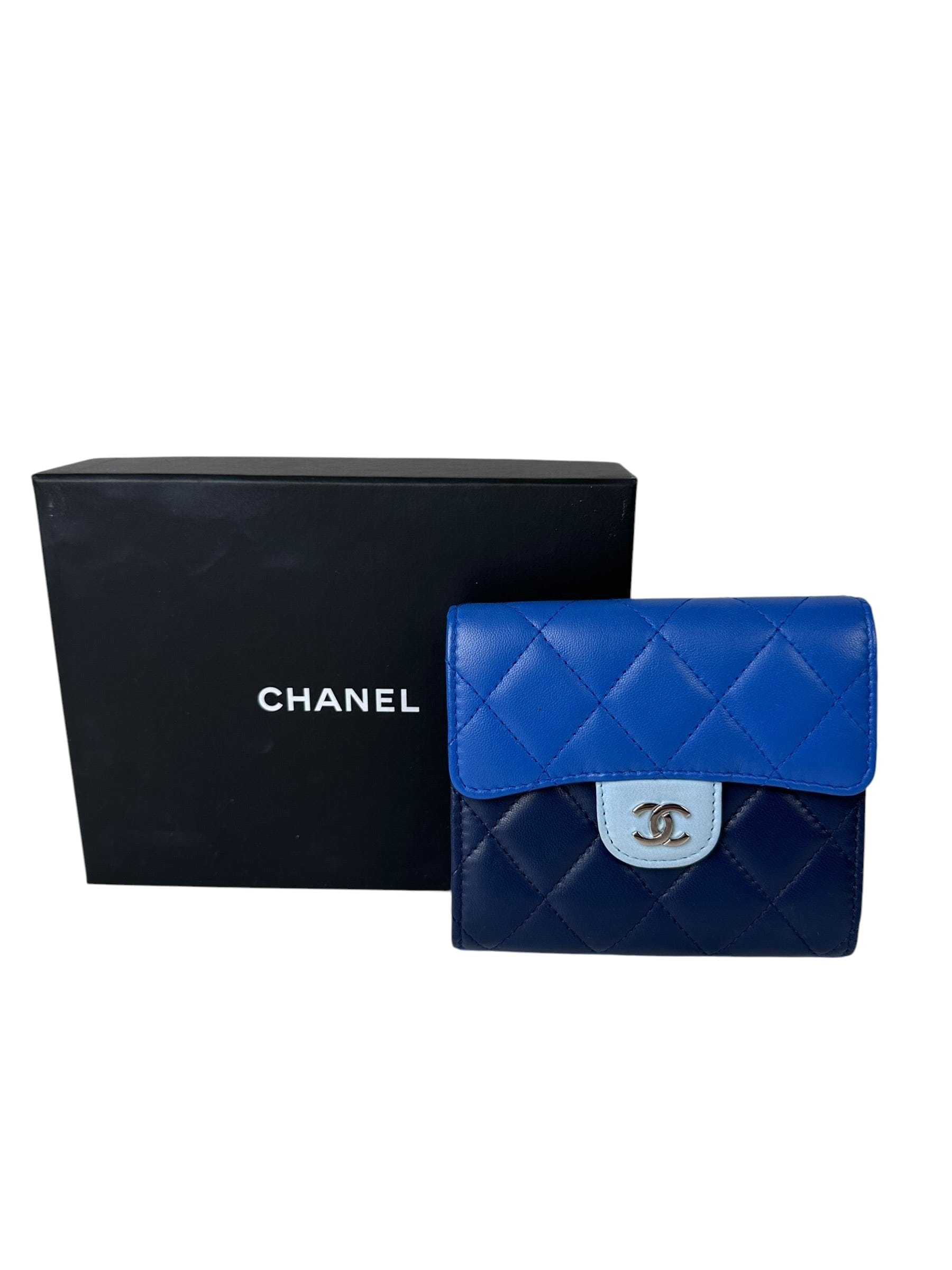 Chanel Blue Tri Colour Fold Wallet