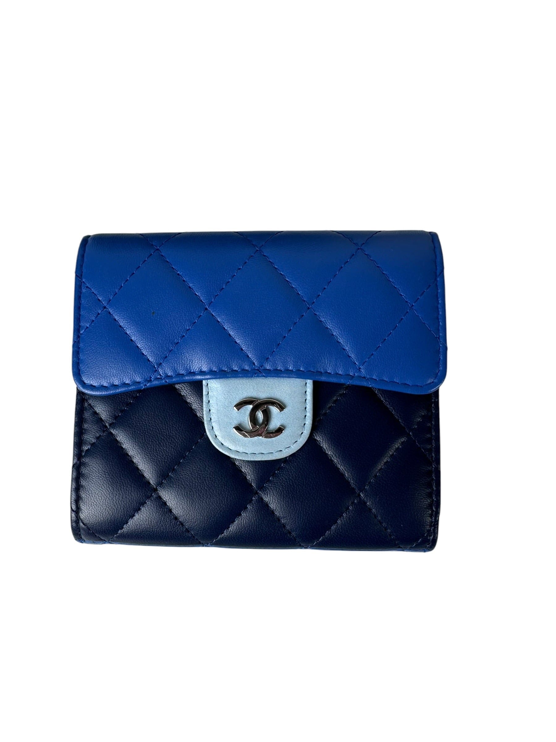 Chanel Blue Tri Colour Fold Wallet