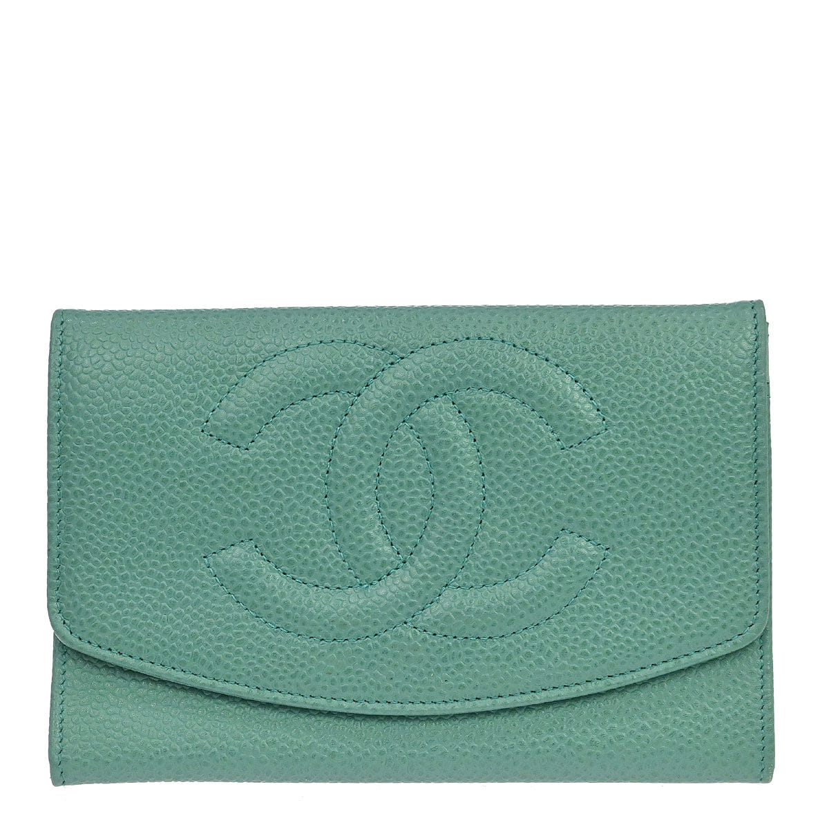 Chanel 1997-1999 Green Caviar Skin Wallet