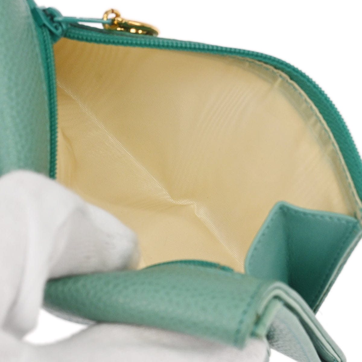 Chanel 1997-1999 Green Caviar Skin Wallet