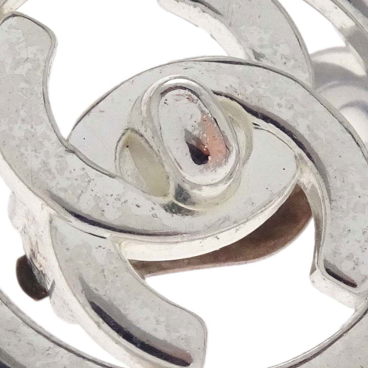 Chanel Turnlock Button Clip-On Earrings Silver 97P