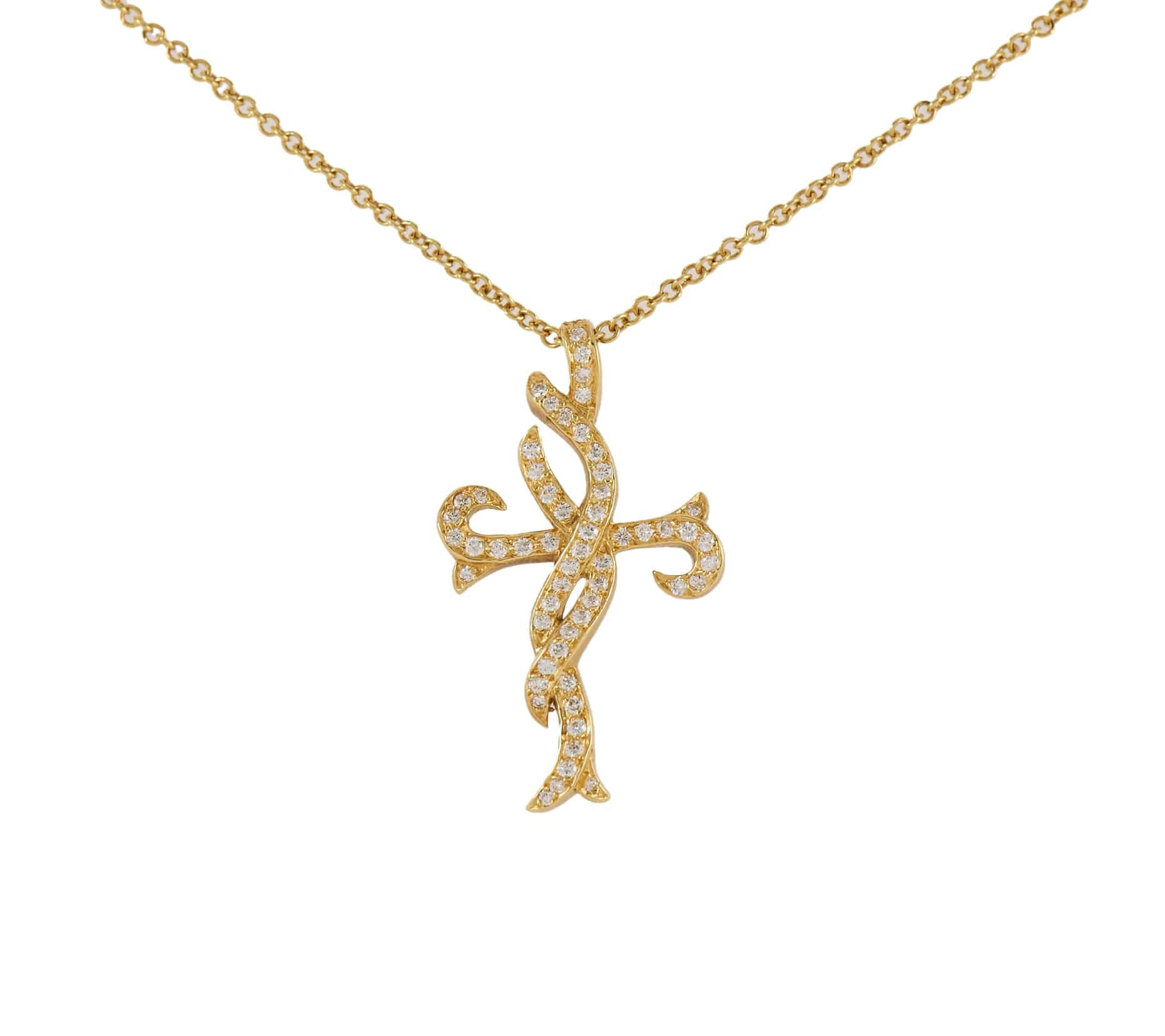 Doris Panos 1.00ctw Diamond Cross Pendant Necklace in 18K