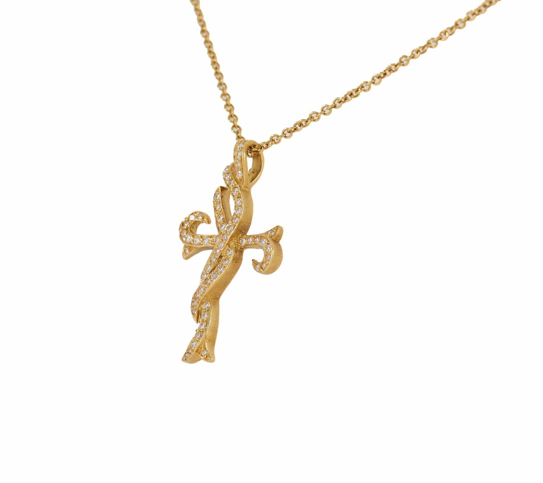Doris Panos 1.00ctw Diamond Cross Pendant Necklace in 18K