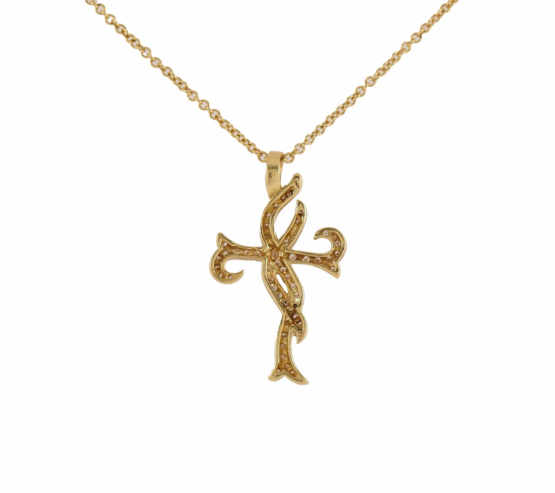 Doris Panos 1.00ctw Diamond Cross Pendant Necklace in 18K