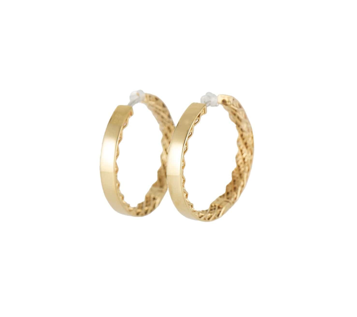 Roberto Coin Symphony Edge Detail Hoop Earrings in 18K