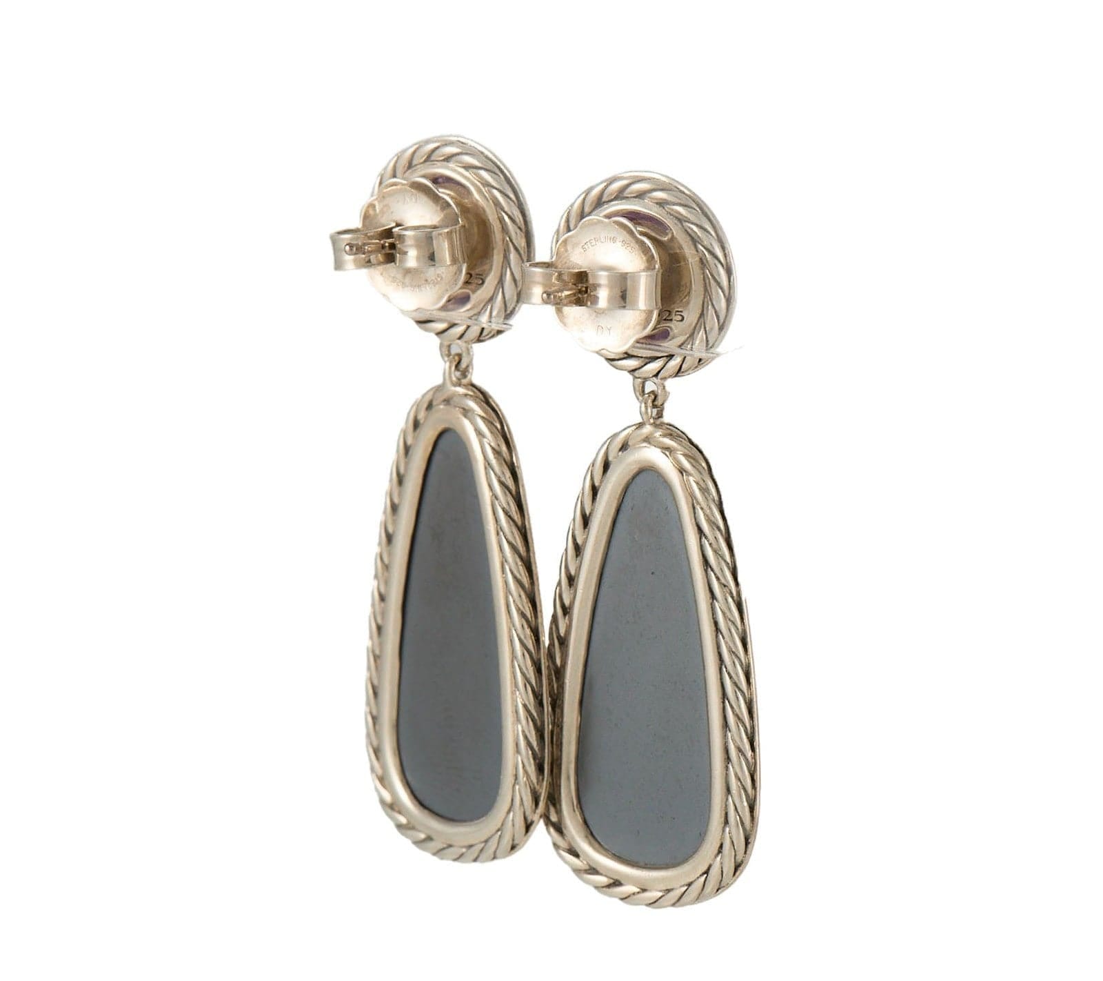 David Yurman Amethyst Black Orchid & 0.49ctw Diamond Drop Earrings in Sterling