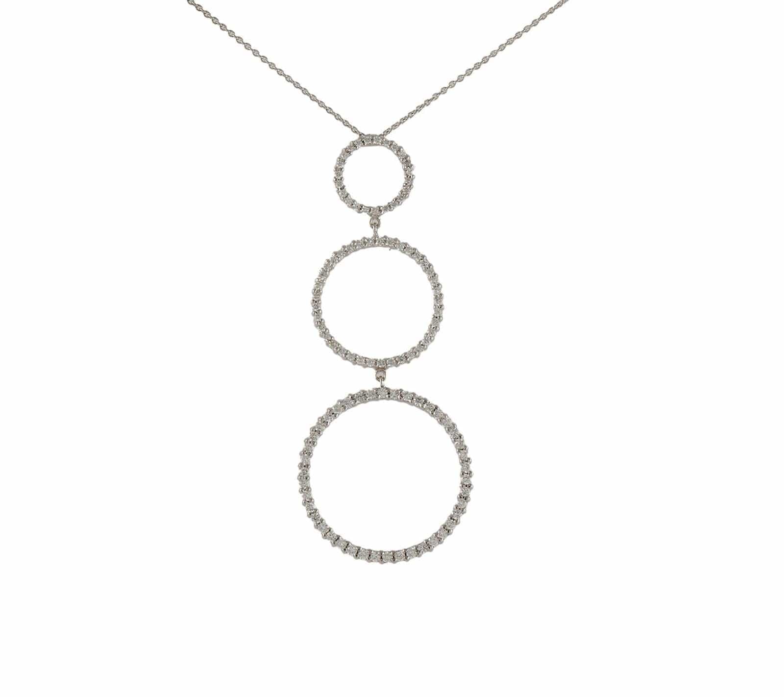 Roberto Coin 0.75ctw Diamond Triple Open Circle Drop Pendant Necklace in 18K
