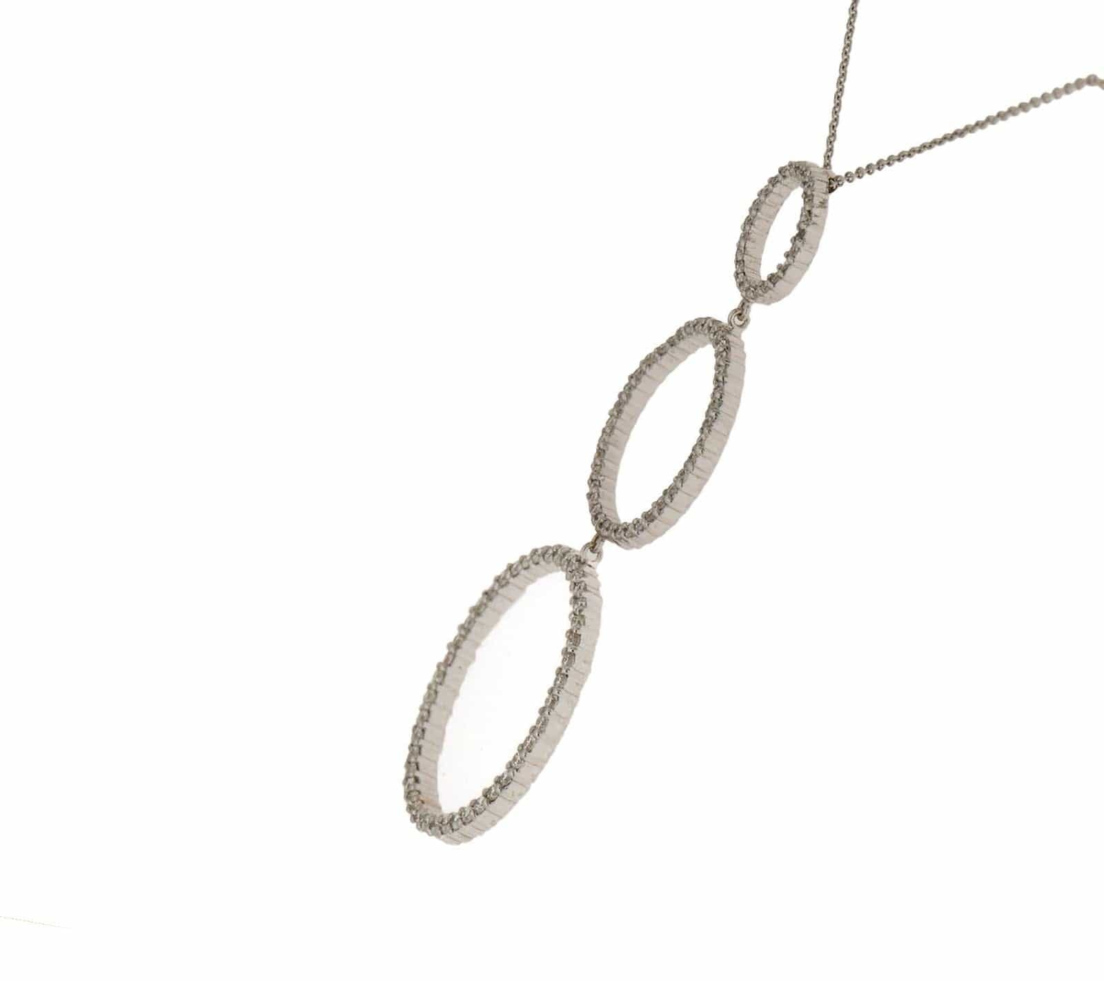 Roberto Coin 0.75ctw Diamond Triple Open Circle Drop Pendant Necklace in 18K