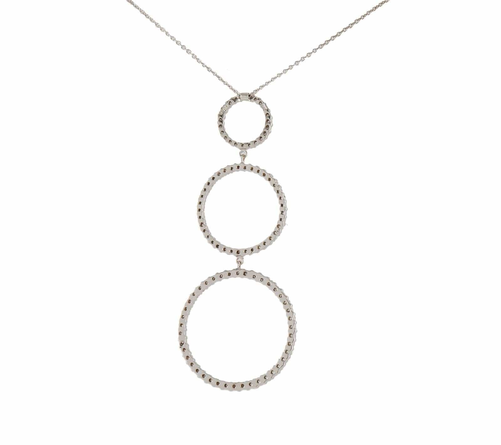 Roberto Coin 0.75ctw Diamond Triple Open Circle Drop Pendant Necklace in 18K