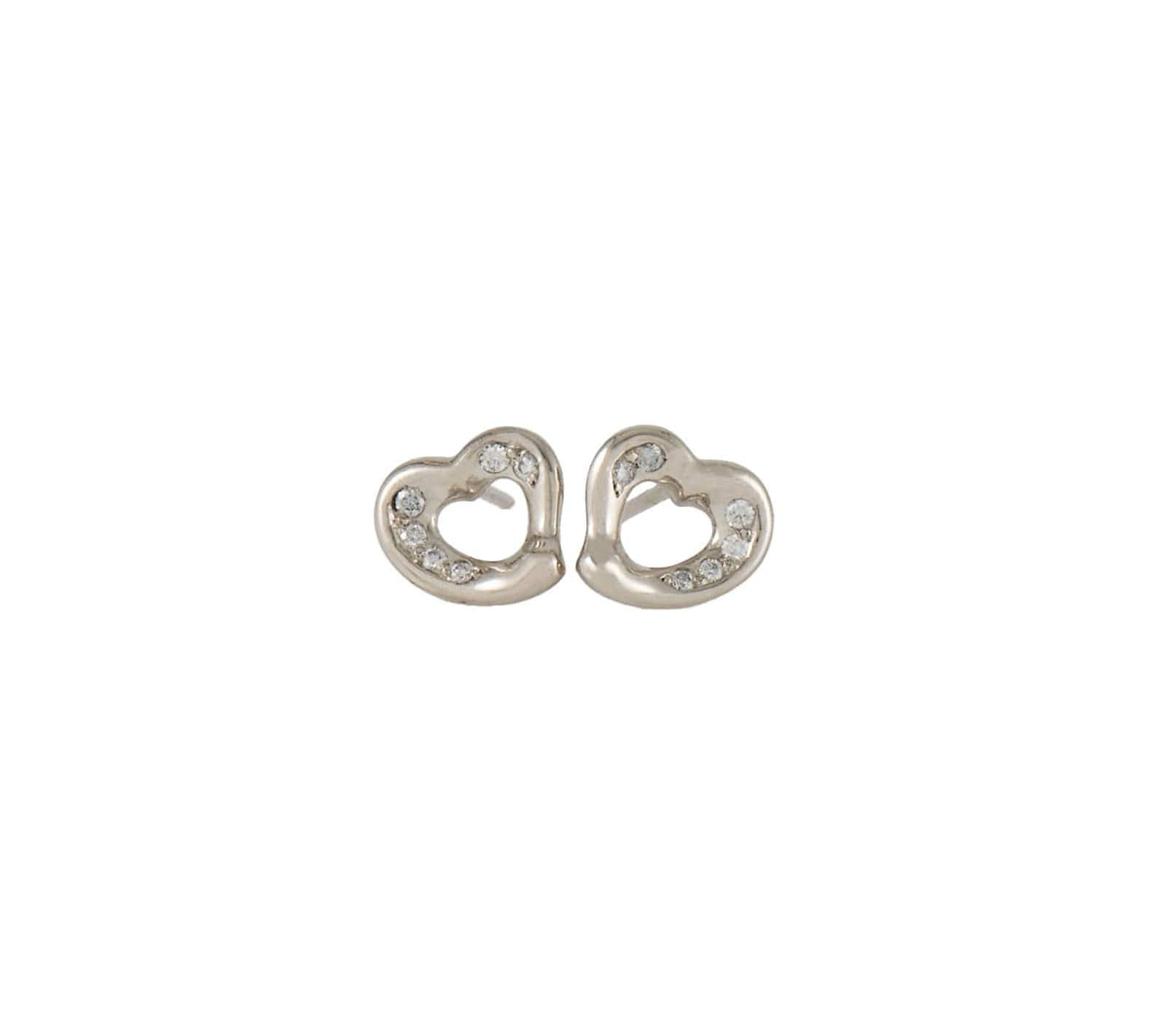 Tiffany & Co. Elsa Peretti 0.20ctw Diamond Heart Stud Earrings in Platinum W/Box