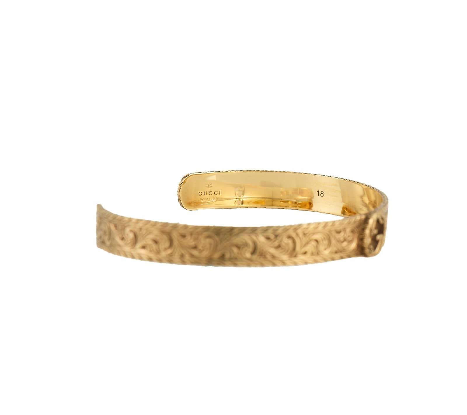 Gucci GG Interlocking Engraved Cuff Bracelet in 18K W/Box