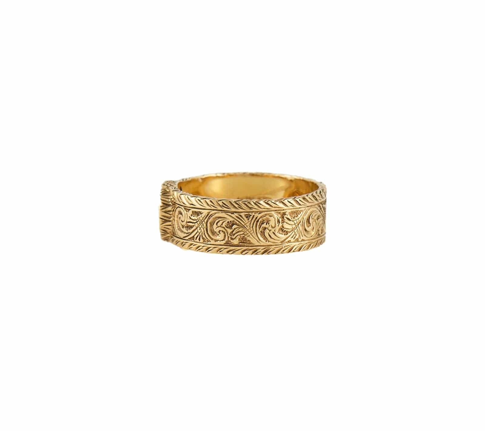 Gucci Interlocking G Arabesque Band Ring in 18K W/Box