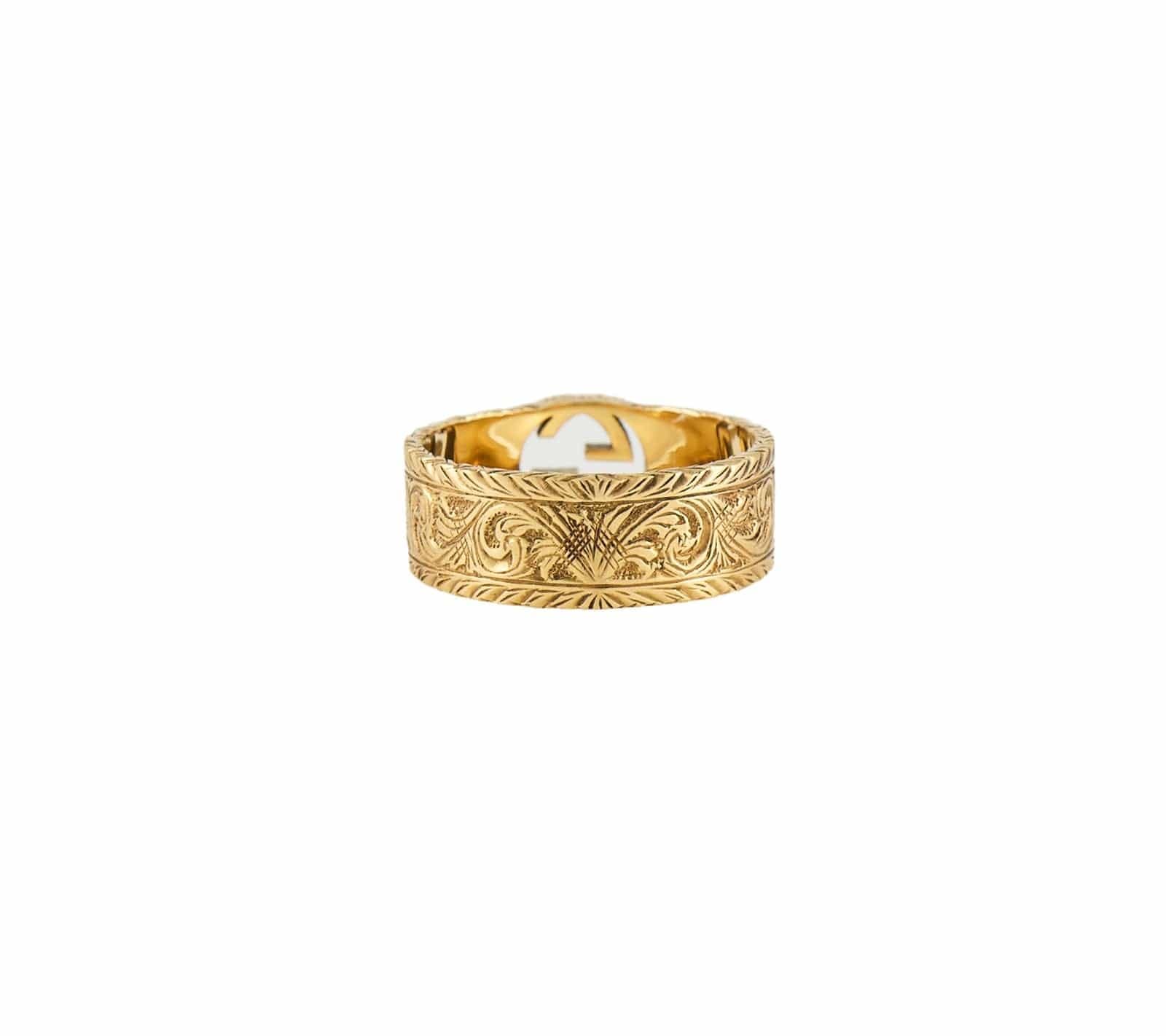 Gucci Interlocking G Arabesque Band Ring in 18K W/Box