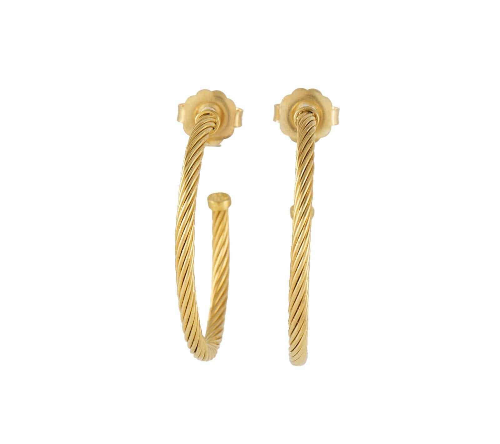 David Yurman Medium Cablespira Hoop Earrings in 18K