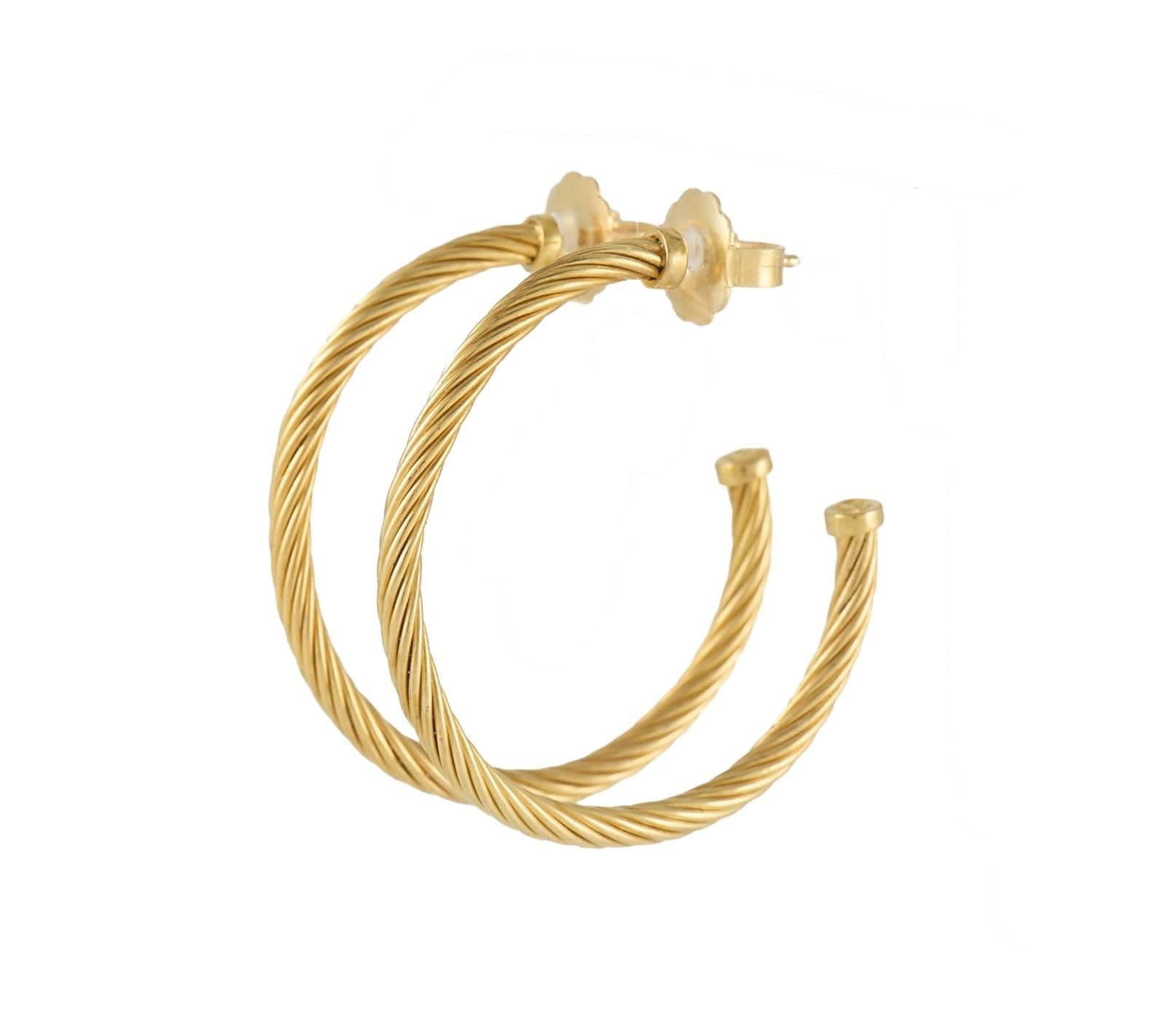 David Yurman Medium Cablespira Hoop Earrings in 18K