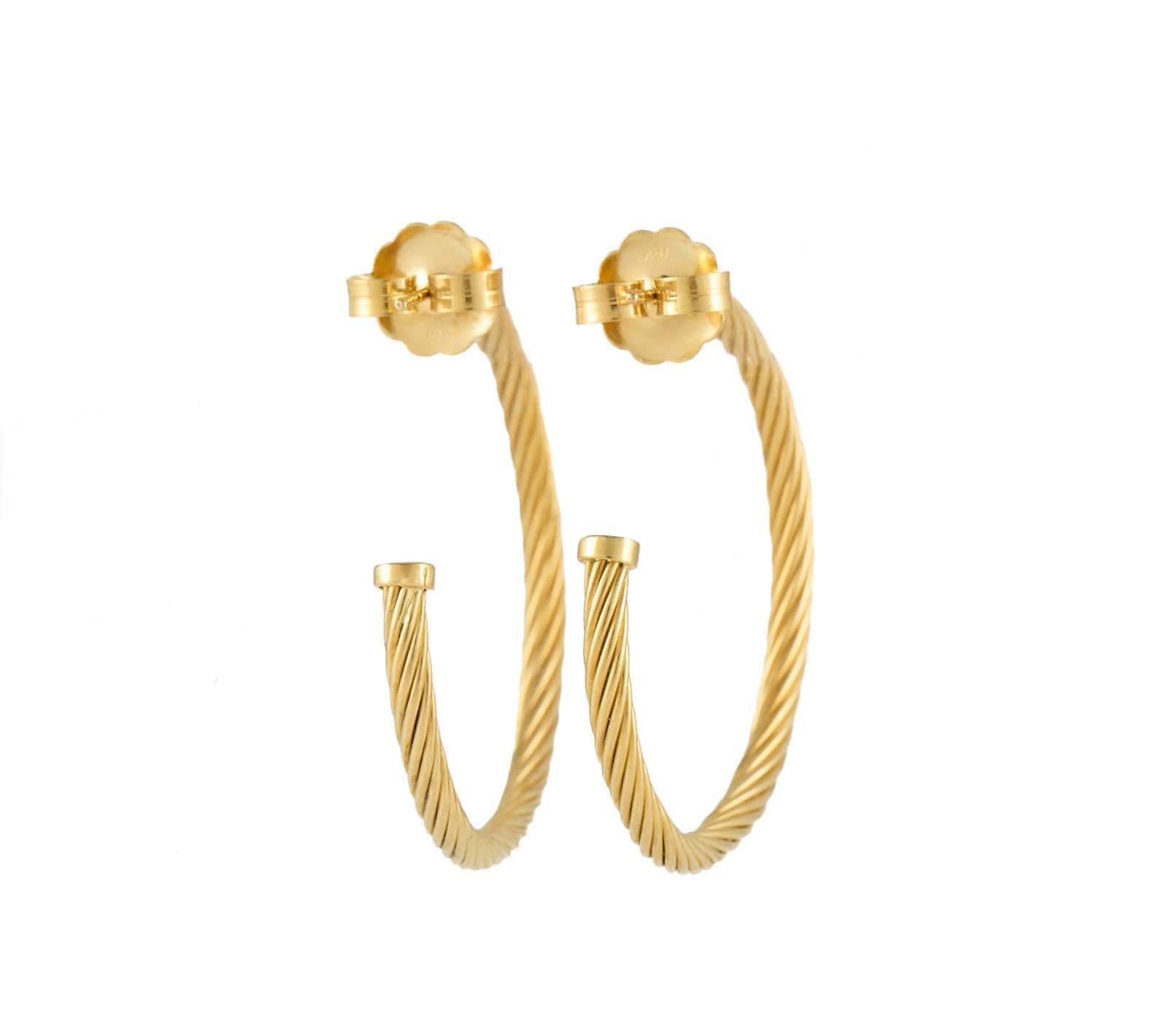 David Yurman Medium Cablespira Hoop Earrings in 18K
