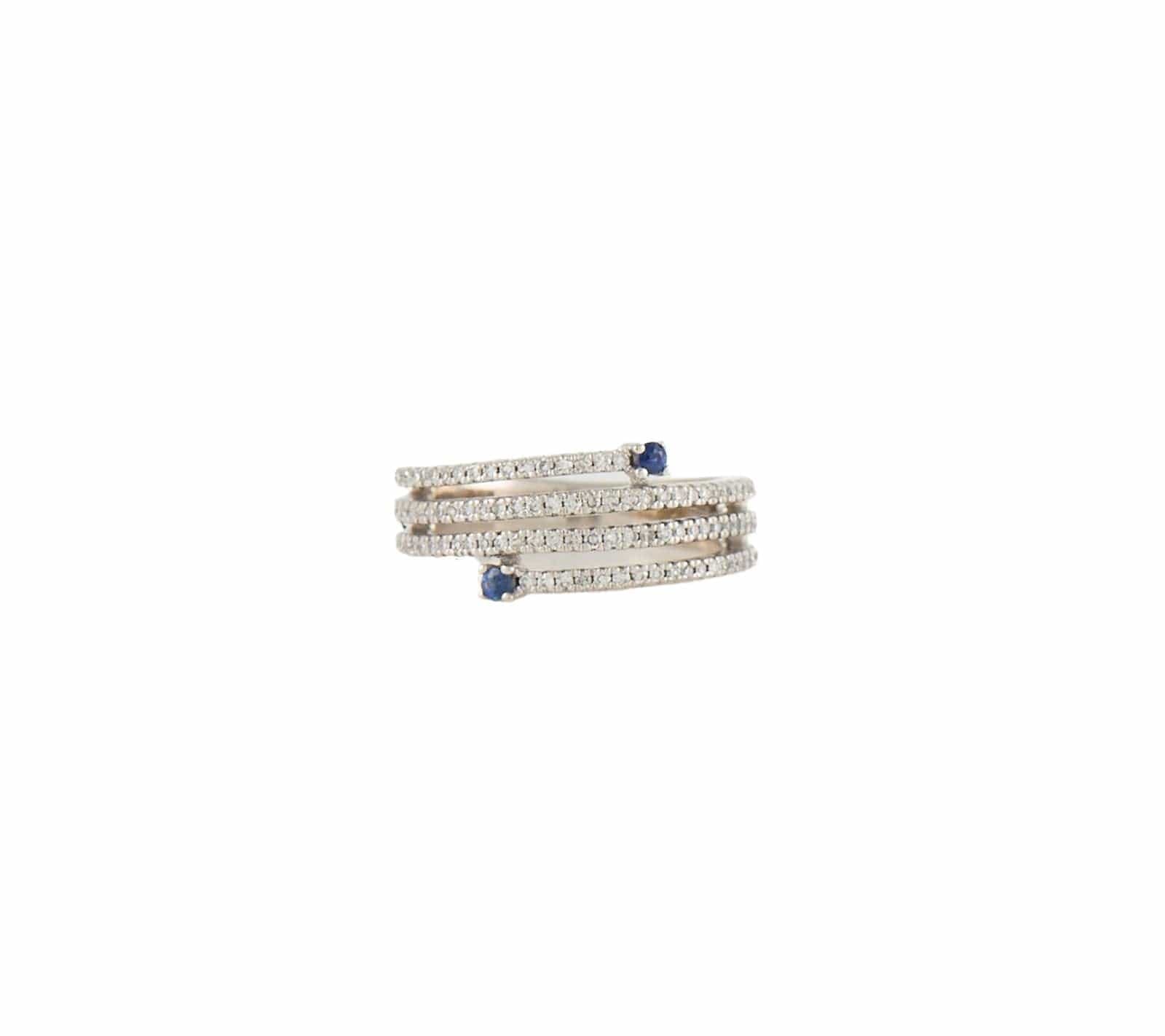 Vera Wang 0.30ctw Diamond and 0.08ctw Sapphire Multi Row Spiral Ring in 14K