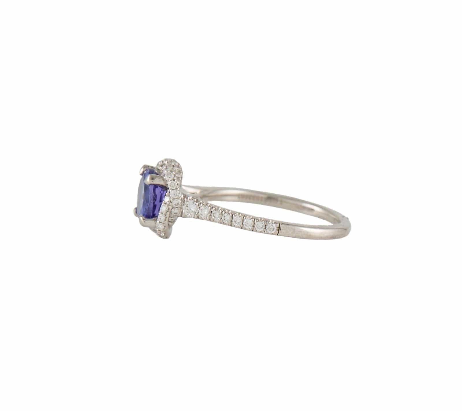 Gabriel & Co. 1.49ct Tanzanite and 0.42ctw Diamond Infinity Halo Straight Ring