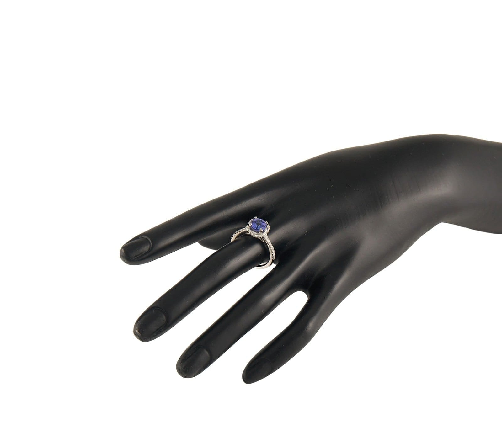 Gabriel & Co. 1.49ct Tanzanite and 0.42ctw Diamond Infinity Halo Straight Ring