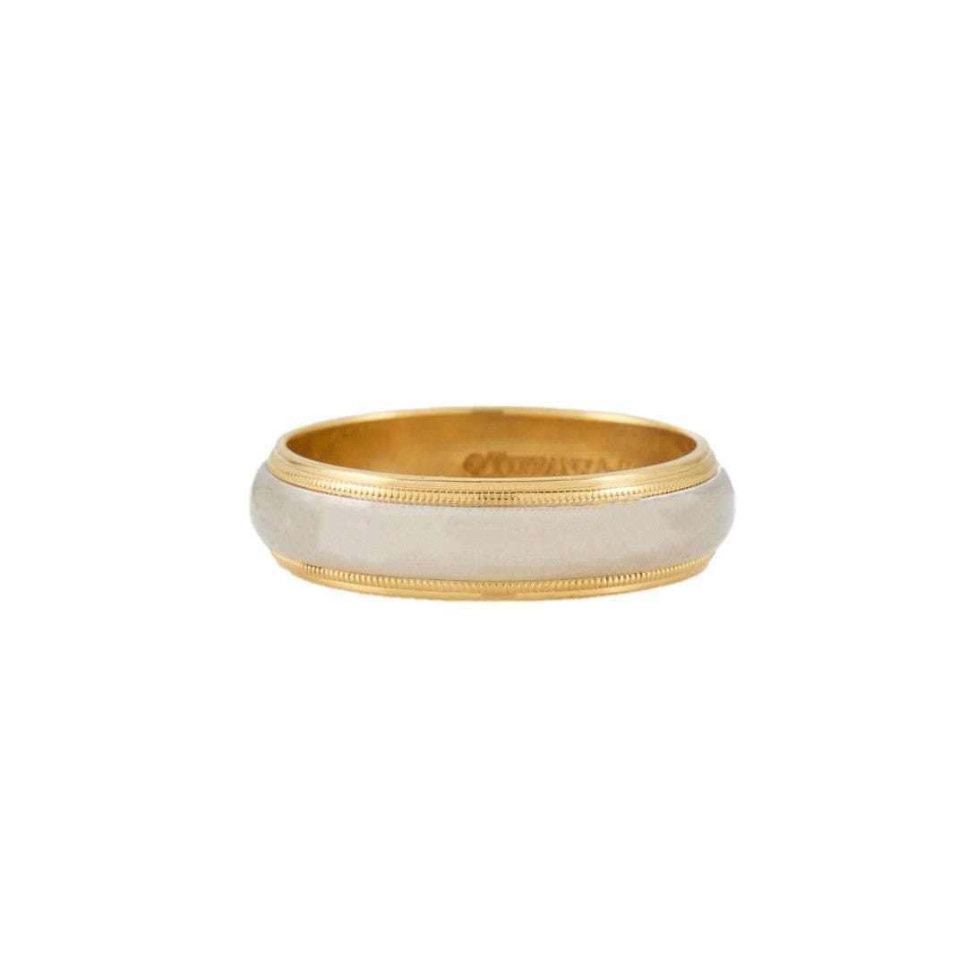 Tiffany & Co. Gents Tiffany & Co. 6.0MM Milgrain Two Tone Wedding Band Ring in 18K & Platinum