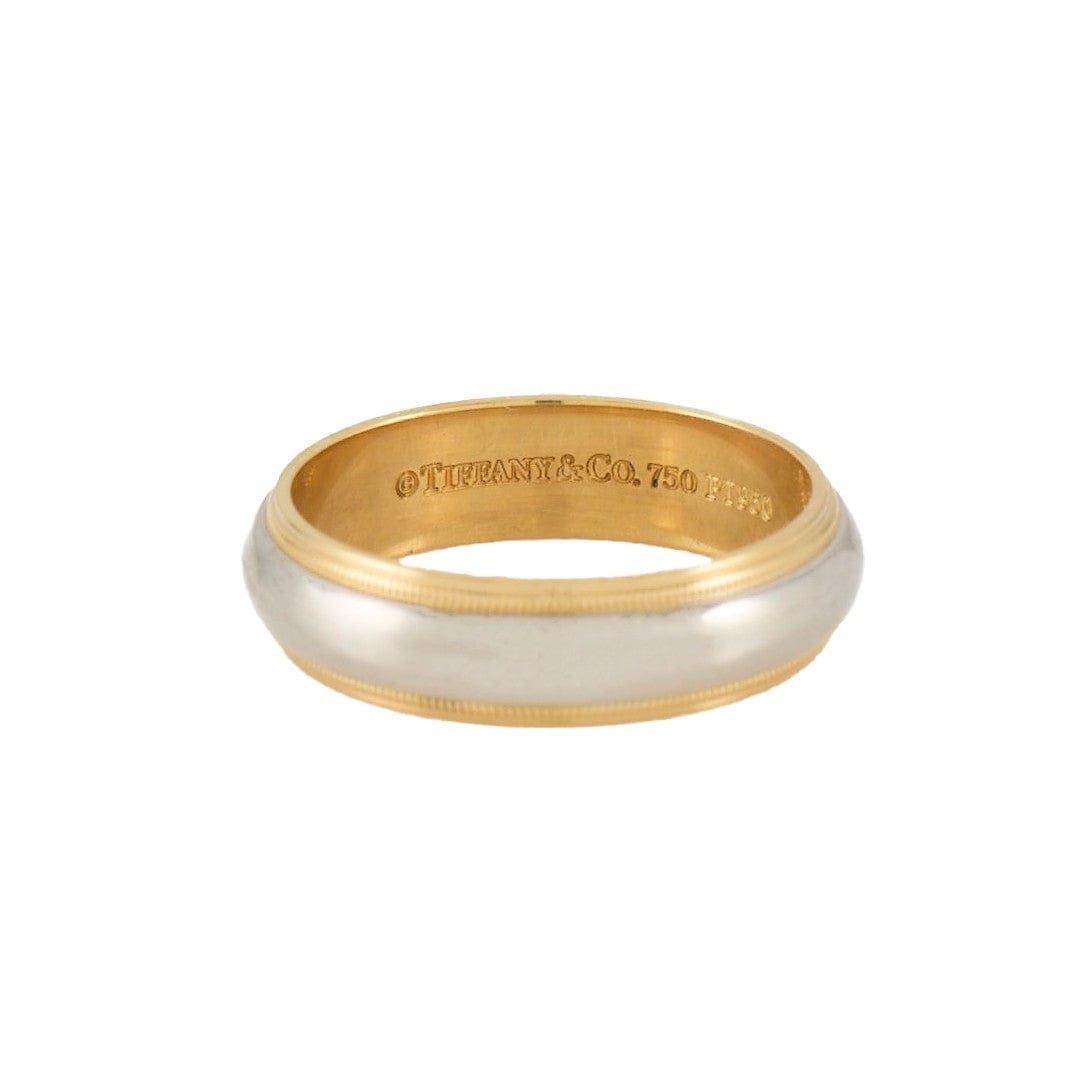 Tiffany & Co. Gents Tiffany & Co. 6.0MM Milgrain Two Tone Wedding Band Ring in 18K & Platinum