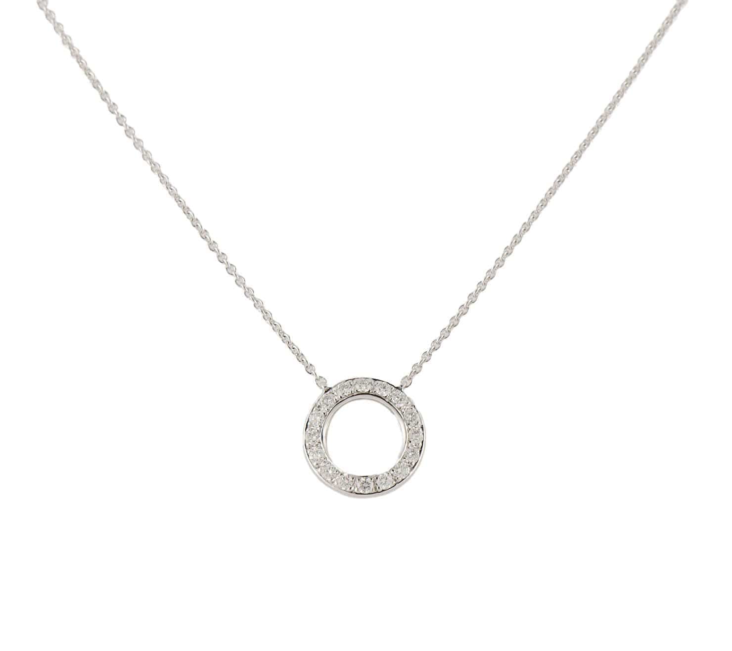 Christofle Idole De Christofle 0.25ctw Diamond Open Circle Pendant Necklace 18K
