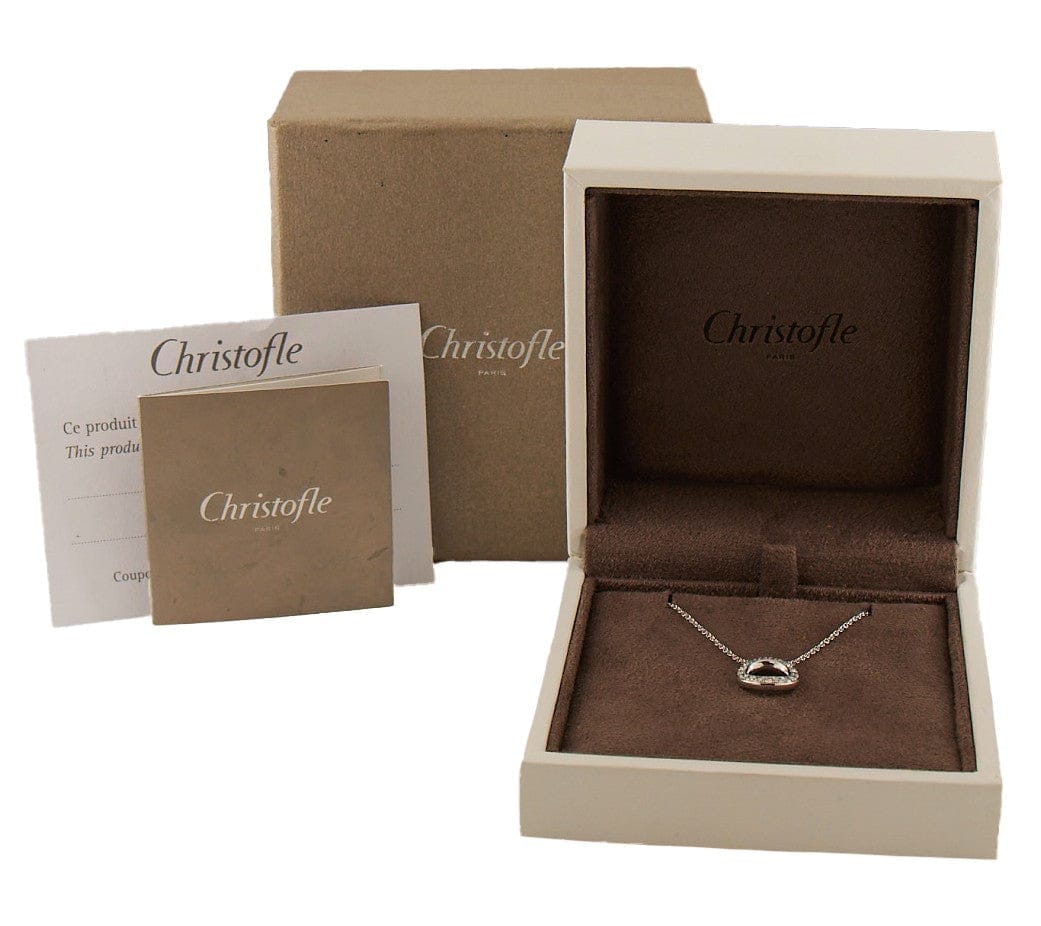Christofle Idole De Christofle 0.25ctw Diamond Open Circle Pendant Necklace 18K