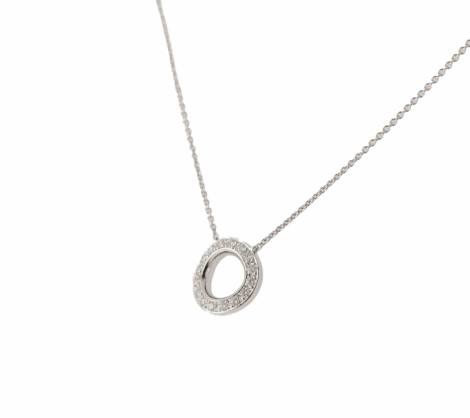 Christofle Idole De Christofle 0.25ctw Diamond Open Circle Pendant Necklace 18K