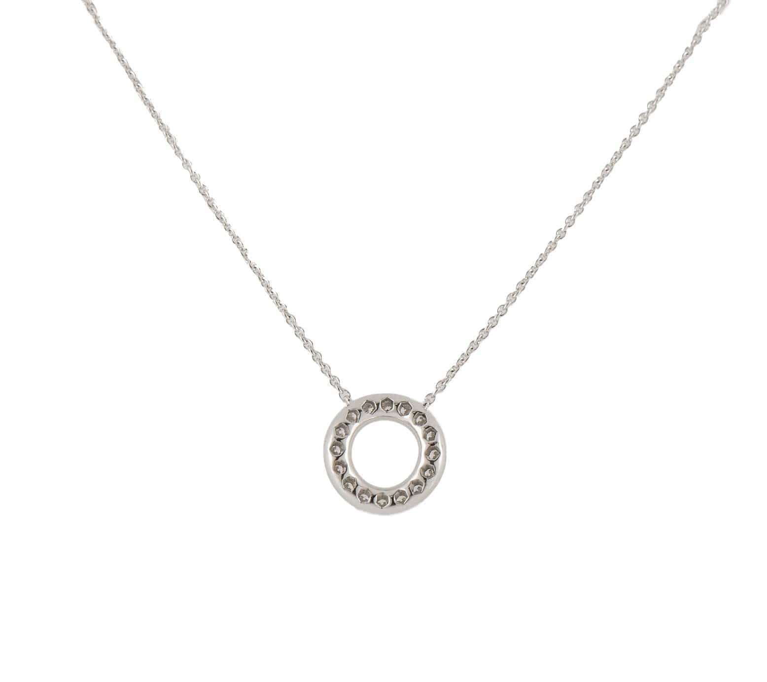 Christofle Idole De Christofle 0.25ctw Diamond Open Circle Pendant Necklace 18K